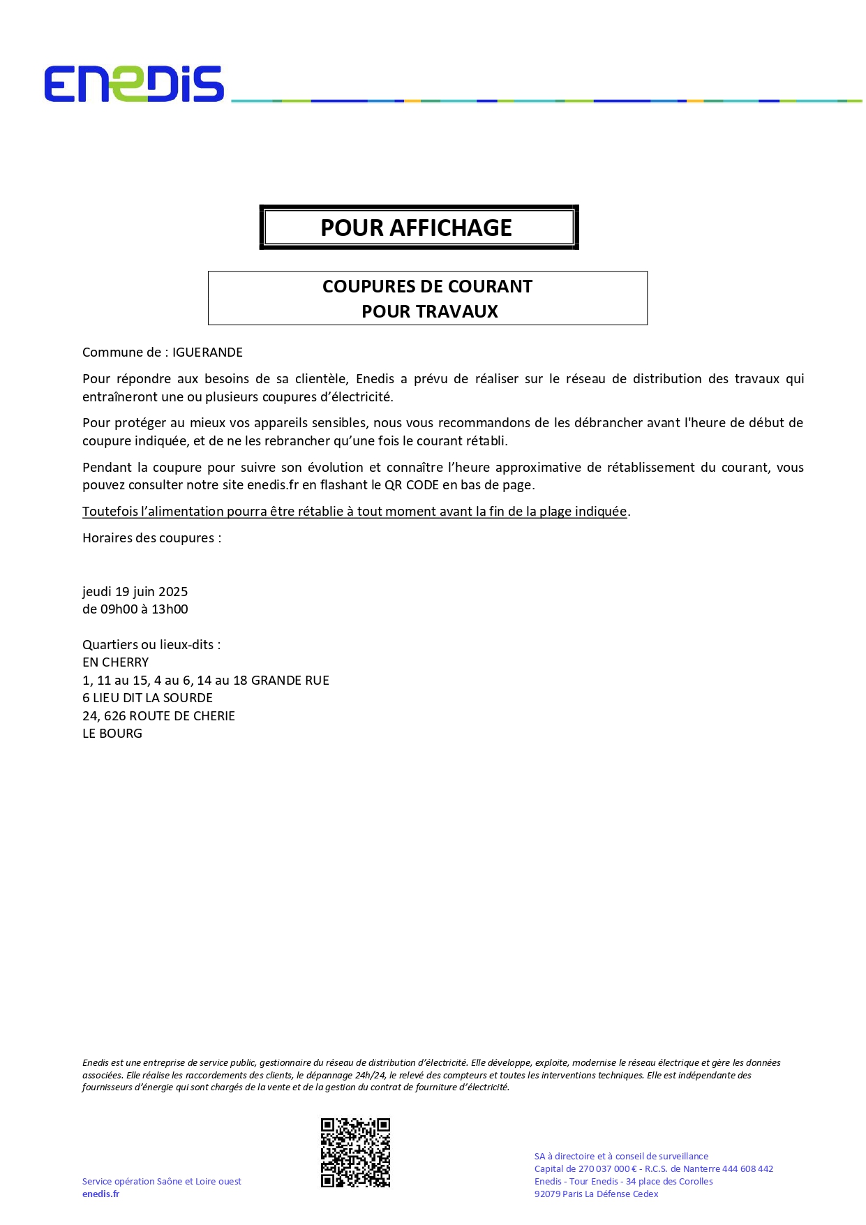 Coupure électrique