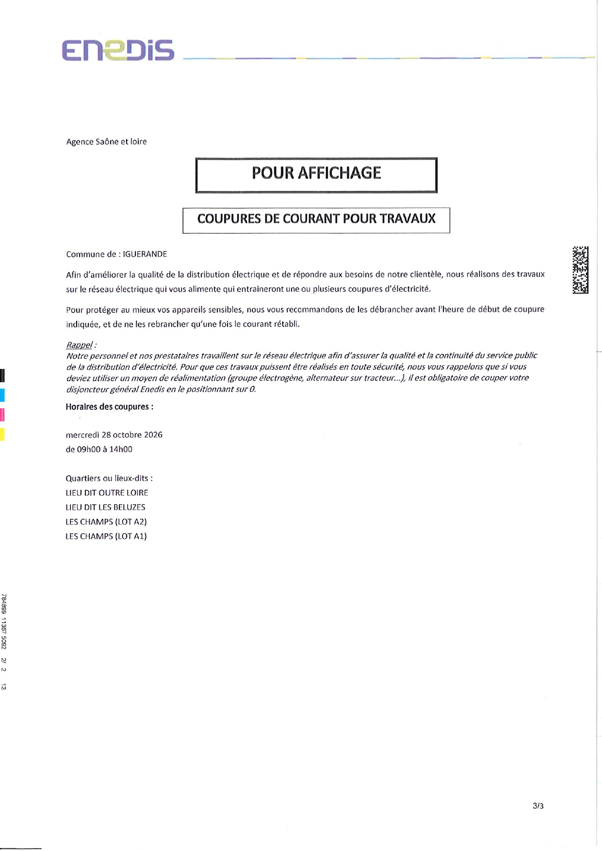 Coupure électrique